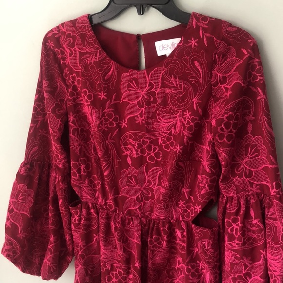 Devlin REVOLVE FLORAL LINED BELL-SLEEVE RUFFLE CUTOUT DRESS - Picture 7 of 10